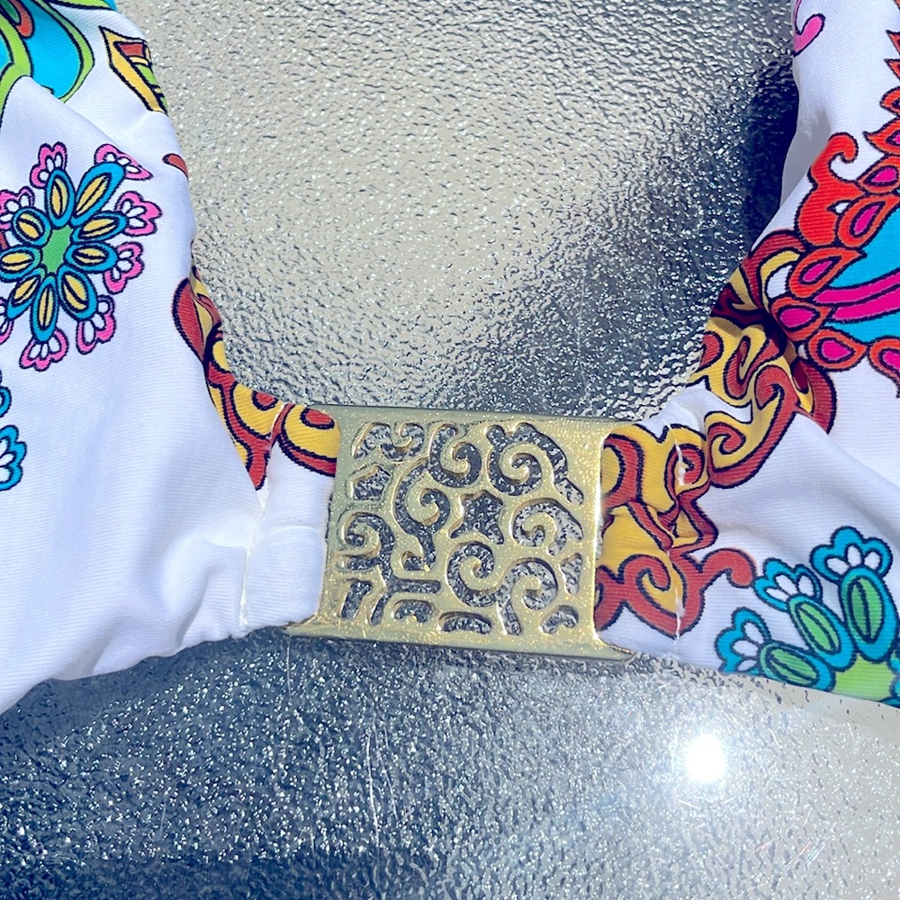 TRINA TURK Vibrant multicolor gold details bikini set -SZ 10 - Picture 3 of 11